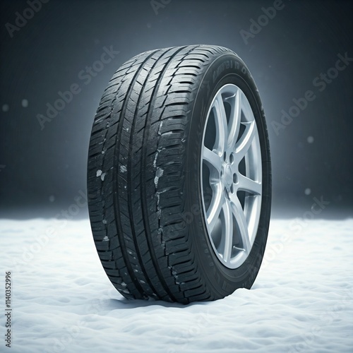 Autoreifen auf schneebedeckter Ebene