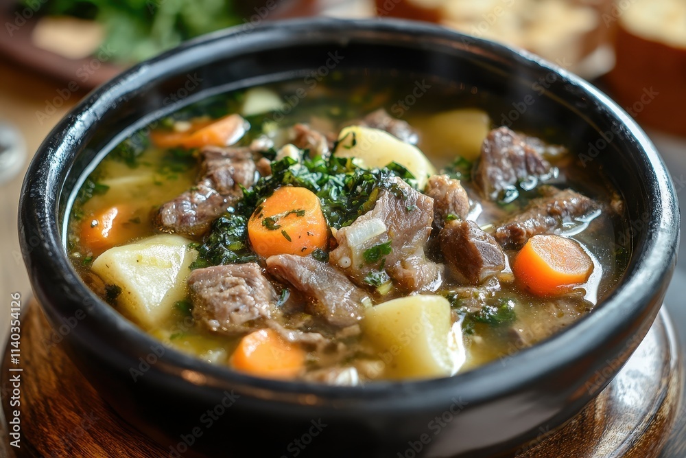 Seolleongtang a nutritious broth made from stew meat and bones Seolleongtang a nutritious broth made from stew meat and bones