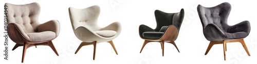 Stylish High-End Designer Lounge Chairs with Wooden Legs
