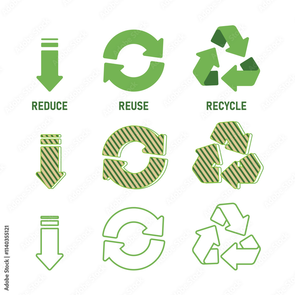 Reduce Reuse Recycle Sign Vector Illustration Reduce Reuse Recycle Sign Vector Illustration