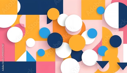 Wallpaper Mural Abstract Geometric Design with Overlapping Circles and Squares in Vibrant Colors: A Modern Art Composition Torontodigital.ca