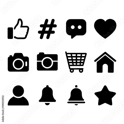 Comprehensive Collection of Social Media Icons | set of various social media icons, including Facebook, Twitter, Instagram, hashtags, and more