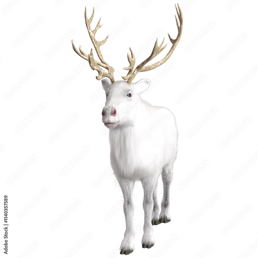 3D rendered beautiful reindeer isolated on transparent background