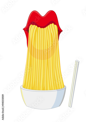 eat noodles design creative and pattern on white background
