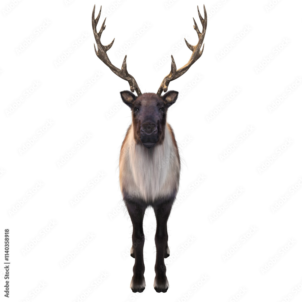 Fototapeta premium 3D rendered beautiful reindeer isolated on transparent background