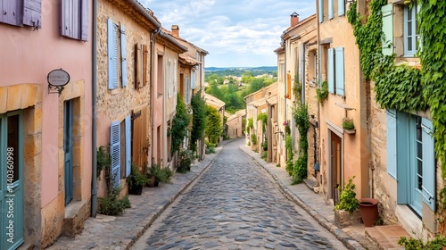 Wallpaper Mural Charming Cobblestone Street in a Quaint Old European Town with Rustic Houses Torontodigital.ca