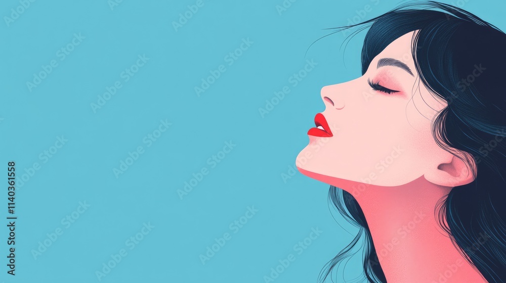 Fototapeta premium Profile of a Woman with Red Lips
