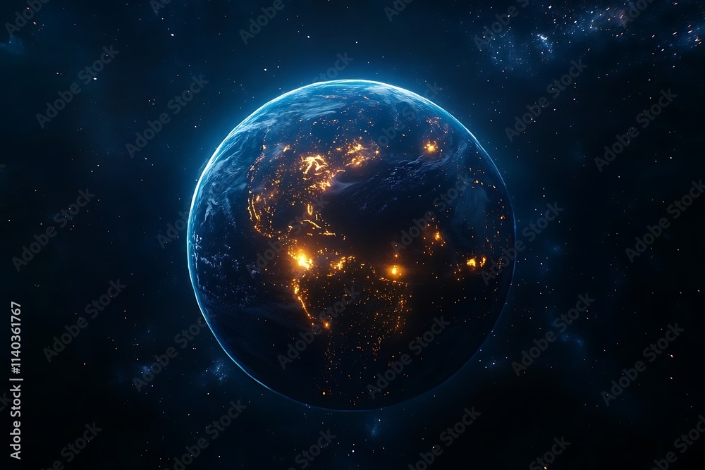 Fototapeta premium Earth City Lights Satellite View