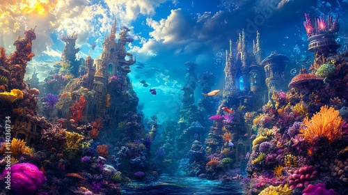 Vibrant coral reef teeming with aquatic life.