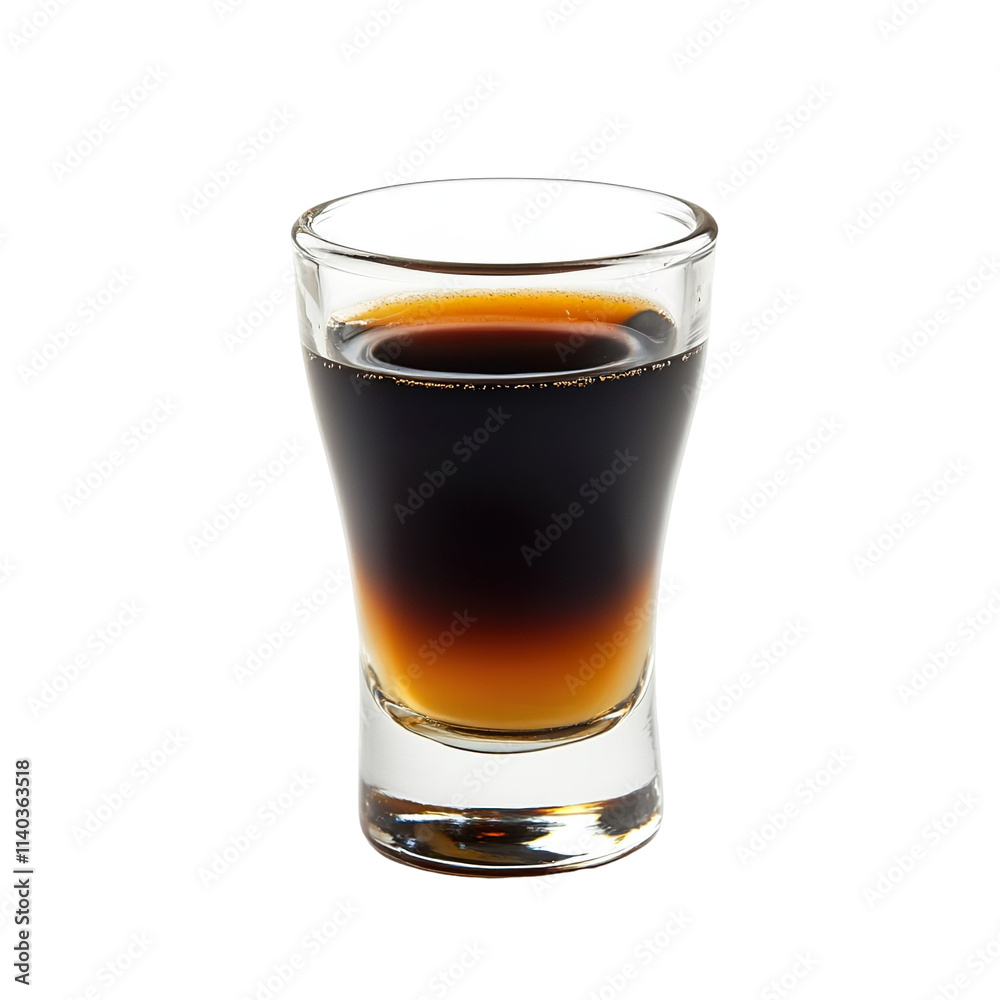 Extreme front view of a perfect looking Triple Sec Shot isolated on a white transparent background Extreme front view of a perfect looking Triple Sec Shot isolated on a white transparent background