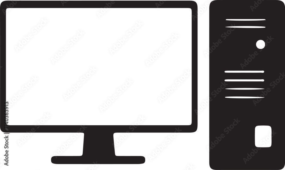 An illustration of an icon featuring a PC and monitor silhouette An illustration of an icon featuring a PC and monitor silhouette