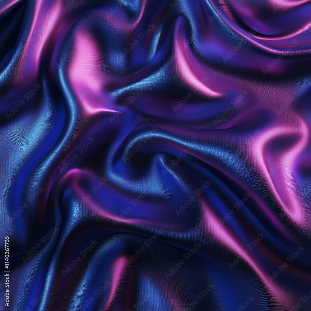 Obraz premium Abstract purple and blue silk texture with smooth, flowing curves and rich color tones.