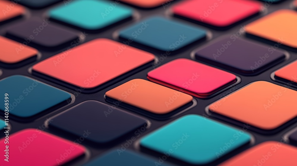 Colorful keyboard closeup, a vibrant tapestry of square keys in spectrum of hues and textures Colorful keyboard closeup, a vibrant tapestry of square keys in spectrum of hues and textures