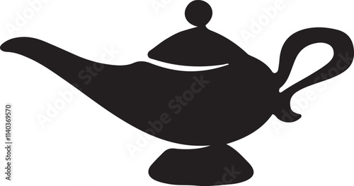 An illustration of an icon featuring a magic lamp silhouette