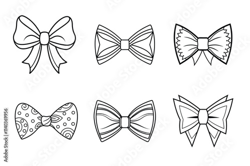 Vector Set Line Art Design Illustration of Minimalist Bow Tie photo