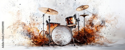 Fiery Drum Set Explosion photo