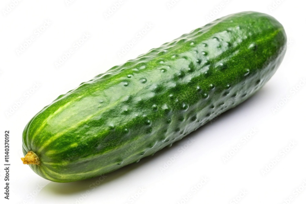 Solitary cucumber on white background at a tilted angle Solitary cucumber on white background at a tilted angle