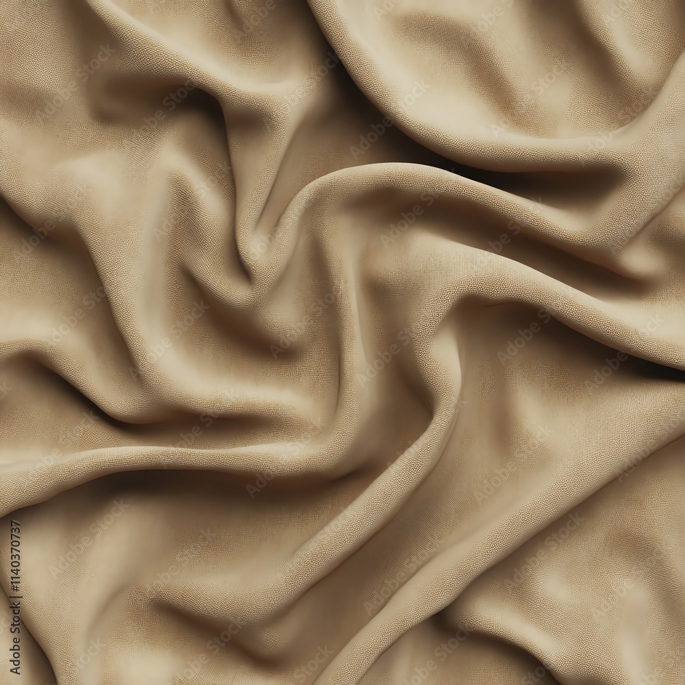 Obraz premium Closeup of beige fabric texture with smooth folds, creating a wavy pattern.