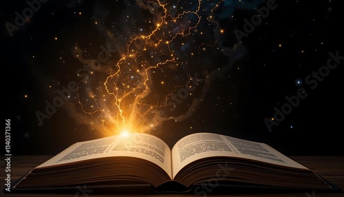 Open Book: Mystical Lightning and Cosmic Glow