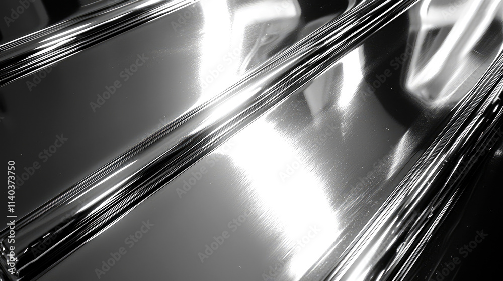 Polished metal surface reflecting light. Polished metal surface reflecting light.