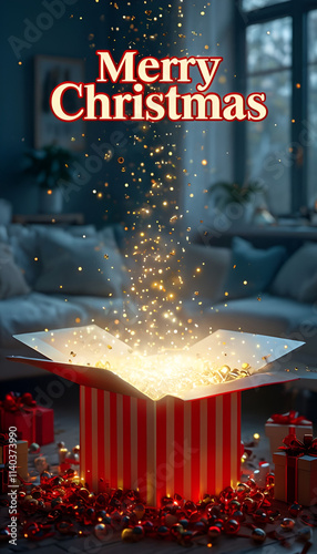 Merry Christmas background with Christmas element and text effect.