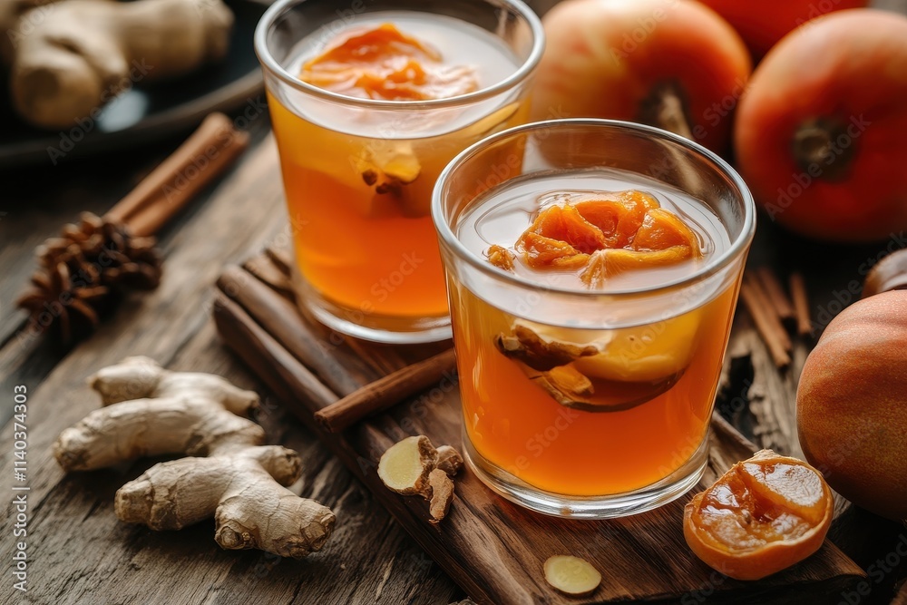 Sujeonggwa is a Korean fruit beverage made from dried persimmons cinnamon ginger and pine nuts Sujeonggwa is a Korean fruit beverage made from dried persimmons cinnamon ginger and pine nuts