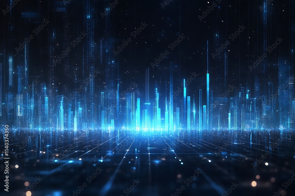 Digital Cityscape Neon Lights Background Digital Cityscape Neon Lights Background