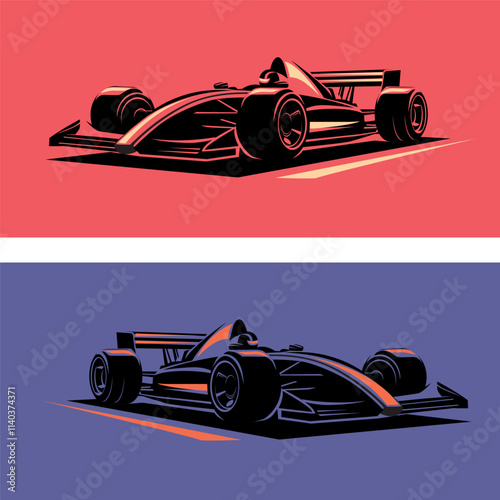 formula one bolide stylized vector symbol, outlined sketch