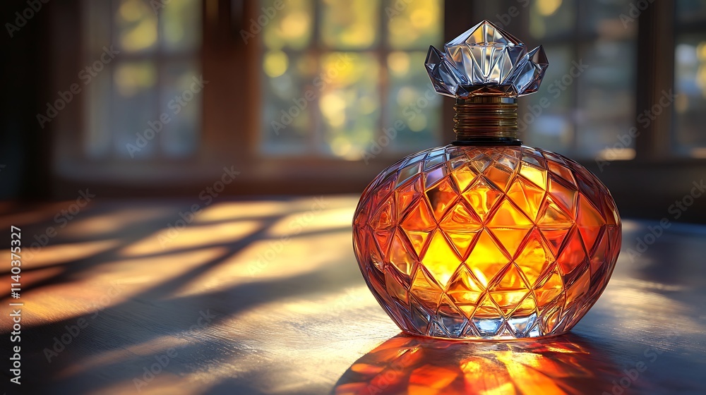 Elegant Amber Perfume Bottle Basking In Sunlight