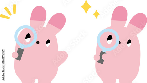 虫眼鏡を持ったウサギ_表情なし