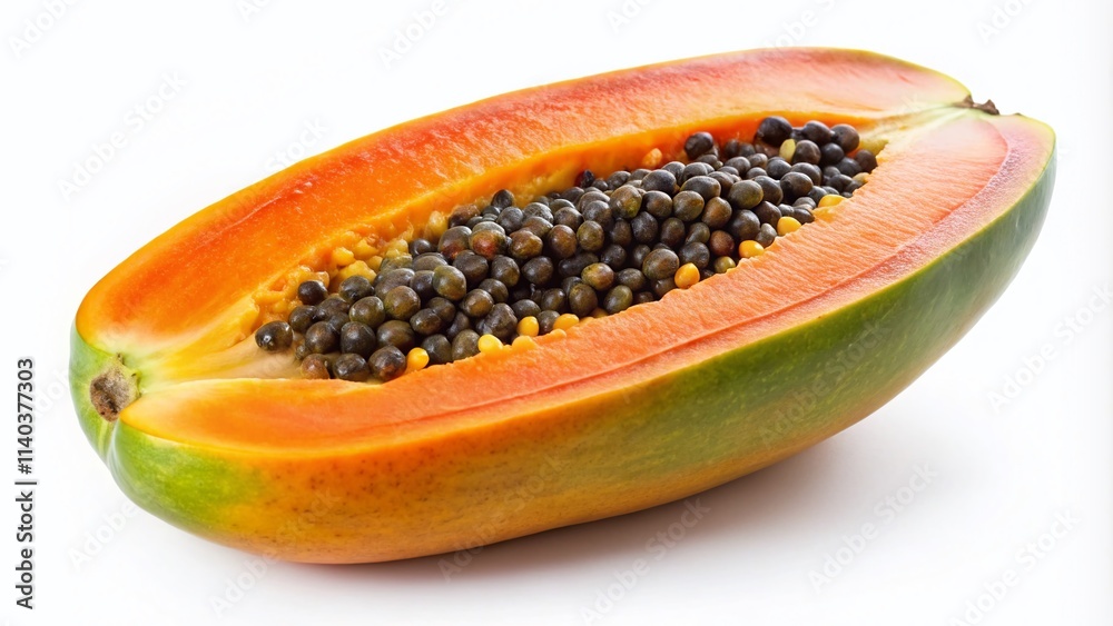 Drone Shot Ripe Papaya Isolated White Background - High Resolution Stock Photo Drone Shot Ripe Papaya Isolated White Background - High Resolution Stock Photo