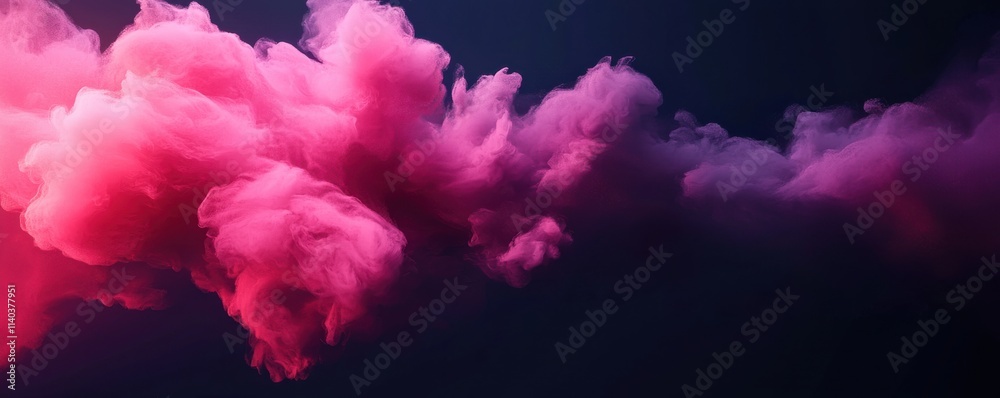 A vibrant pink cloud of smoke swirls against a dark background, creating an artistic and ethereal atmosphere. A vibrant pink cloud of smoke swirls against a dark background, creating an artistic and ethereal atmosphere.