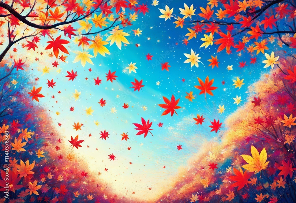 Elegant backdrop featuring vibrant autumn leaves in warm shades of red, orange, and yellow, capturing the essence of the fall season. Created with generative AI technology Elegant backdrop featuring vibrant autumn leaves in warm shades of red, orange, and yellow, capturing the essence of the fall season. Created with generative AI technology