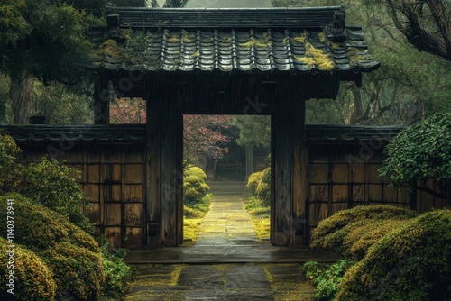 This is a conventional Japanese entrance separating a sacred site photo