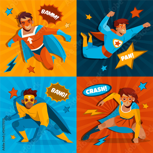 Dynamic Superheroes in Comic Style photo