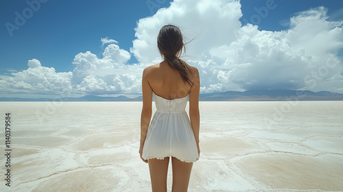 Woman on the saltlake photo