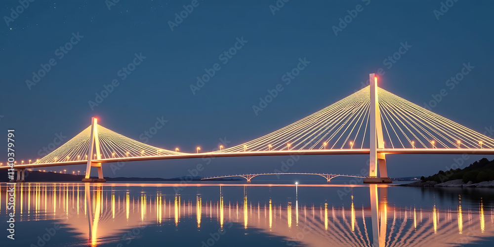 Obraz premium Futuristic Bridge - A glowing bridge symbolizing the transition. backdrop background digital art crisp oilpinting minimalist sharp details funny background copyspace