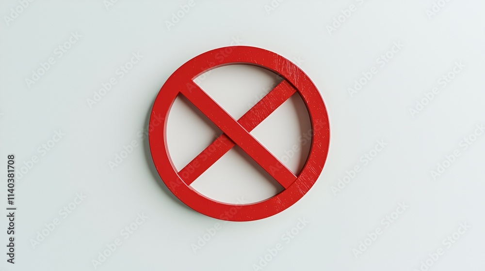 Red prohibition sign on a light gray background Red prohibition sign on a light gray background