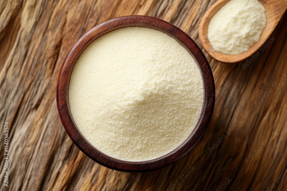 Top view of collagen powder Top view of collagen powder