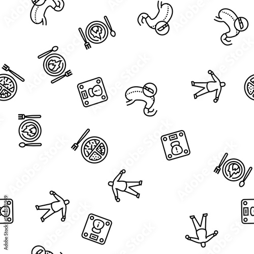 obesity overweight fat obese vector seamless pattern thin line illustration