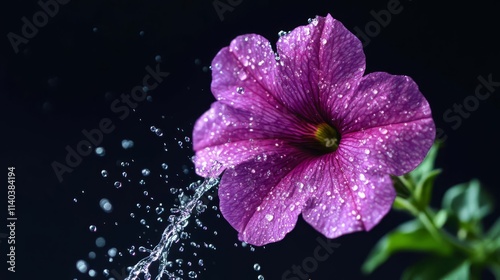 A beautiful petunia flower a little splash  photo