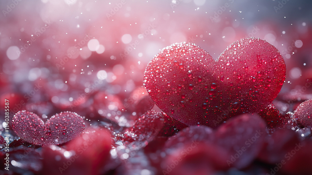 Beautiful background with red hearts on blurred background for Valentines Day. Beautiful background with red hearts on blurred background for Valentines Day.