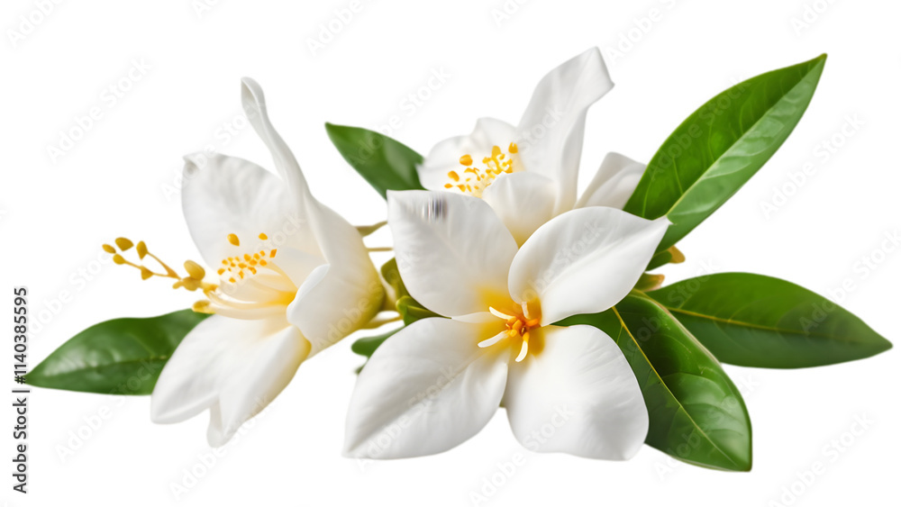 Obraz premium Photo of Arabian Jasmine flower, isolated on a white background, Jasmine
