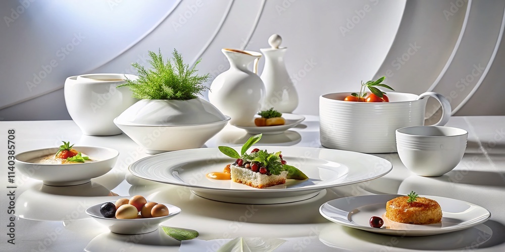 Elegant White Onyx Food Photography: Marble, Dishes, Culinary Still Life Elegant White Onyx Food Photography: Marble, Dishes, Culinary Still Life