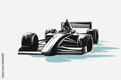 formula one bolide stylized vector symbol, outlined sketch
