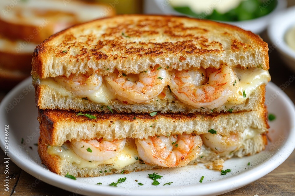 Grilled Shrimp and Cheese Sandwich Deliciously Golden Brown Grilled Shrimp and Cheese Sandwich Deliciously Golden Brown
