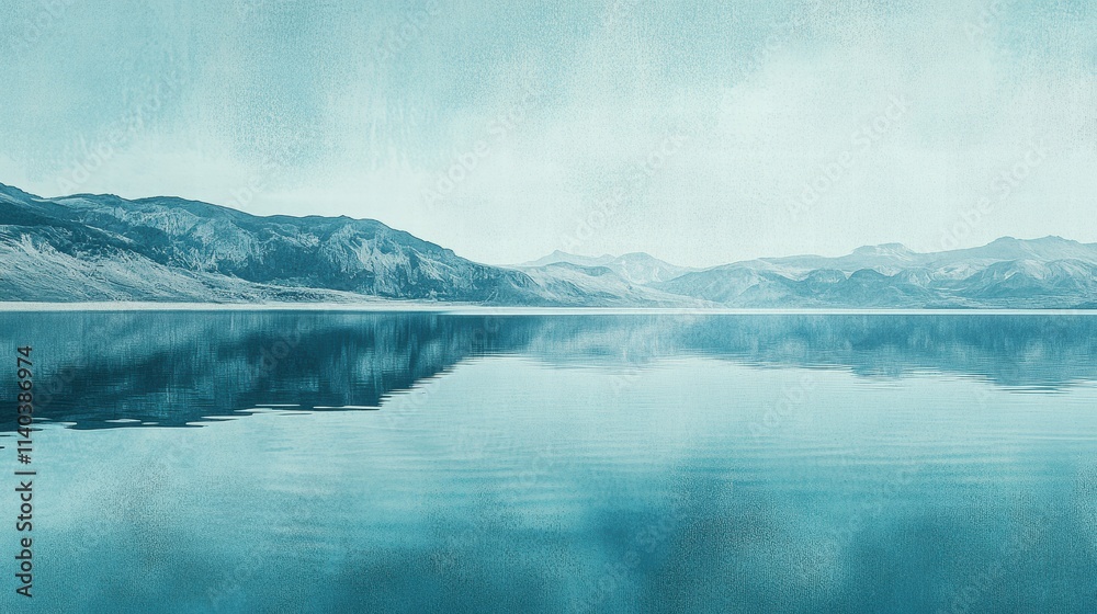 Nature's serenity calm lake and mountain reflections in a wide-angle landscape Nature's serenity calm lake and mountain reflections in a wide-angle landscape