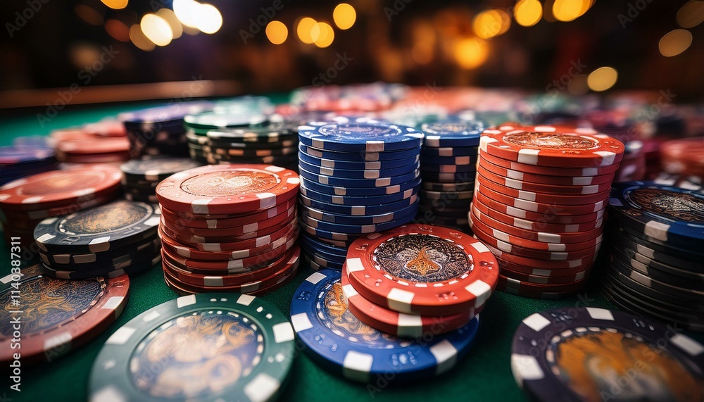 Poker chips in different styles