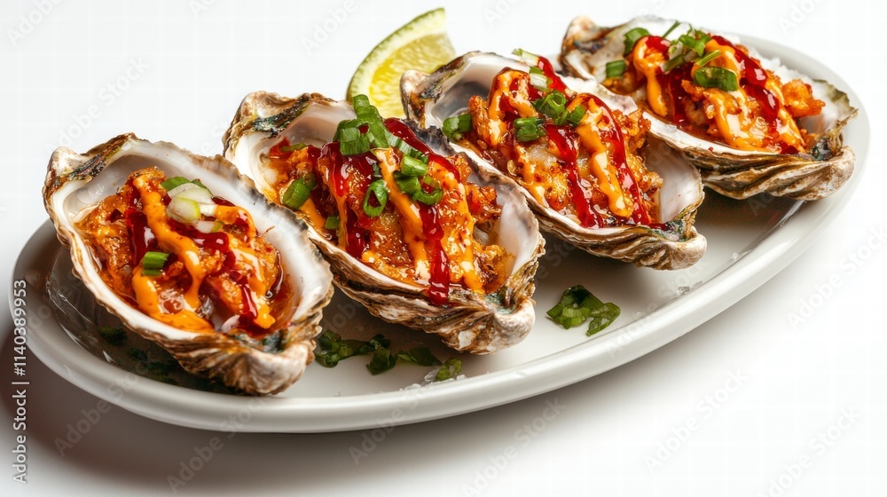 Spicy Baked Oysters with Lime and Green Onions. Spicy Baked Oysters with Lime and Green Onions.