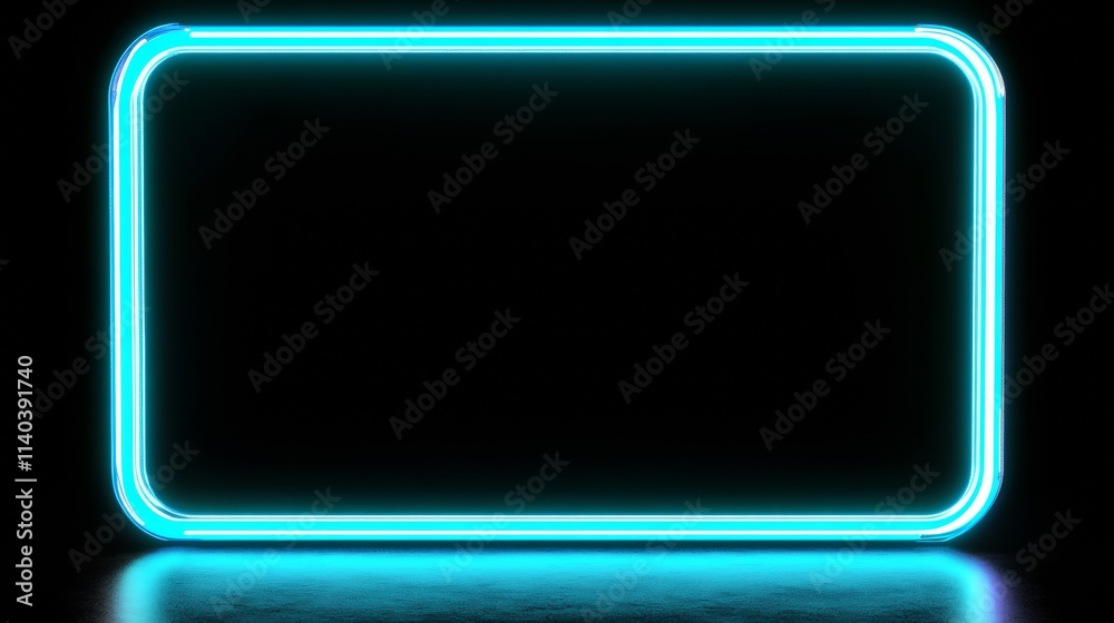 A glowing blue neon frame set against a dark background, creating a captivating and modern aesthetic perfect for signage or digital displays. A glowing blue neon frame set against a dark background, creating a captivating and modern aesthetic perfect for signage or digital displays.